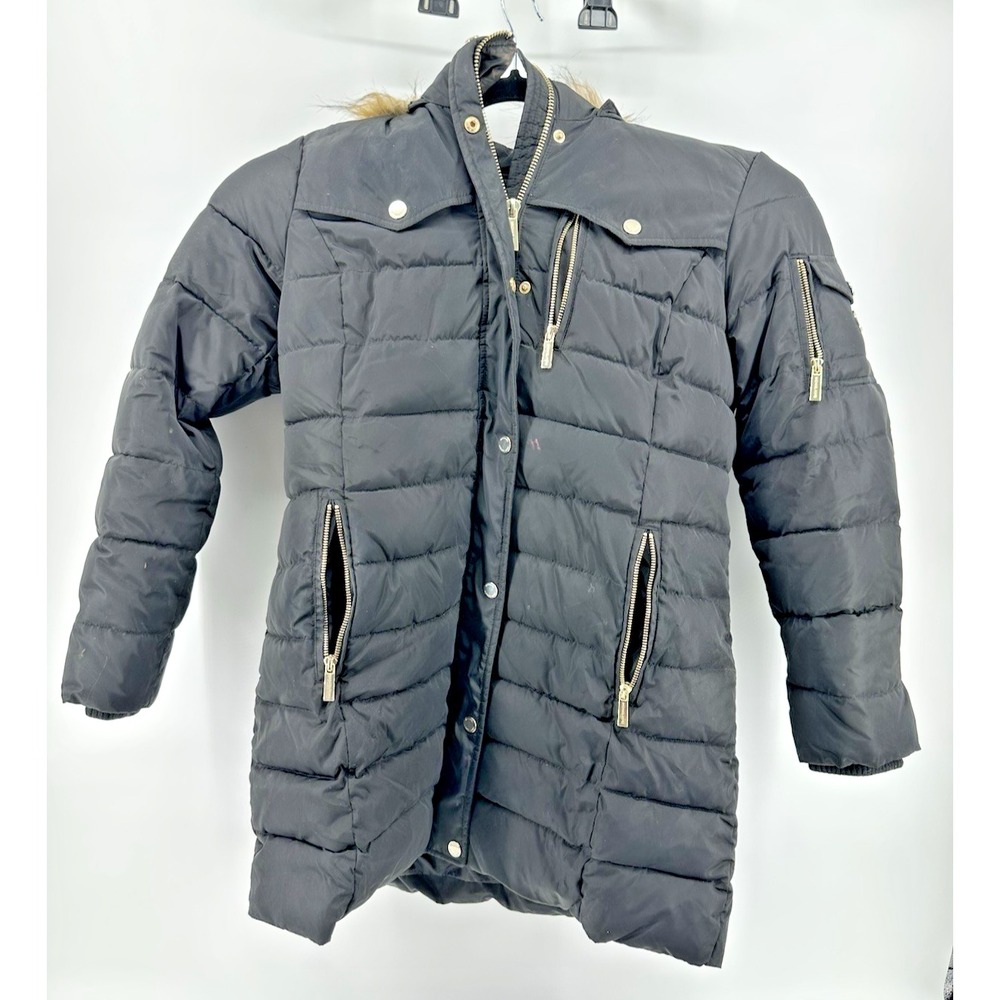 Michael Kors Petite Faux-Fur-Trim Hooded Down‎ Puffer Coat PL Dark Moss